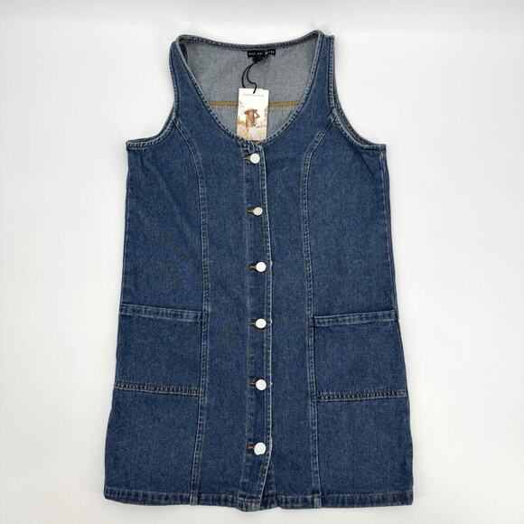 Sincerely Jules Blue Denim Strappy Button Front Midi Dress – Women’s Small - Picture 9 of 9